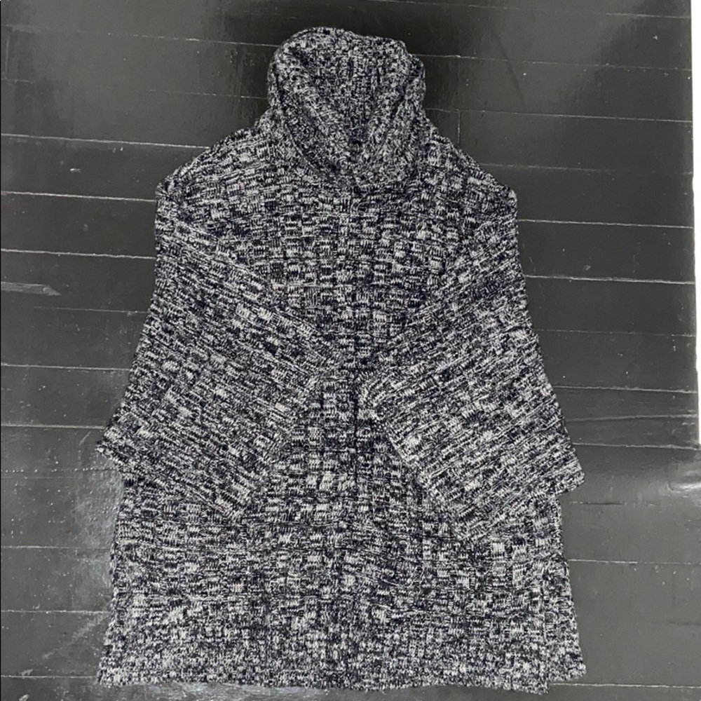 Black Textured Poncho Sweater